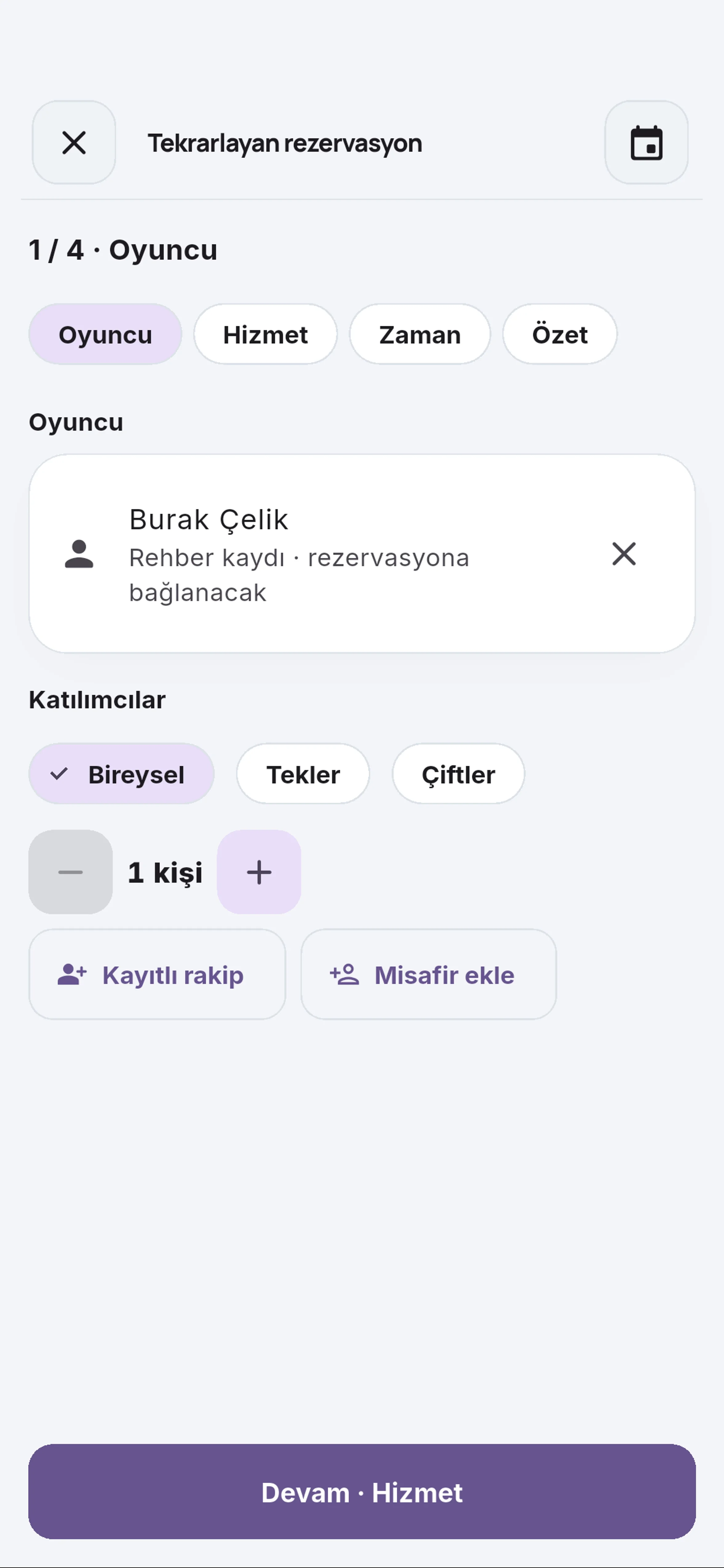 Devam · Hizmet için yakın görünüm