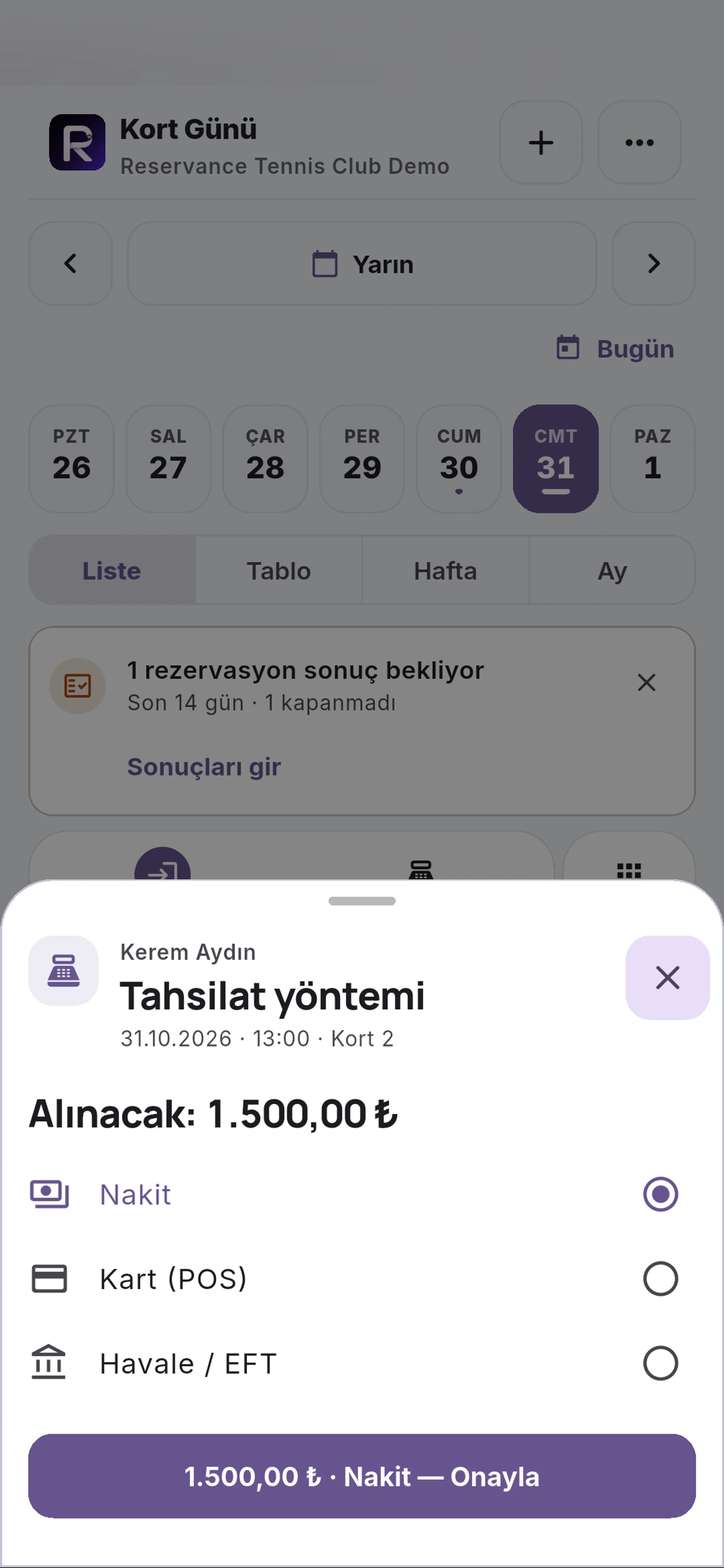 Tahsilatı onaylayın için yakın görünüm