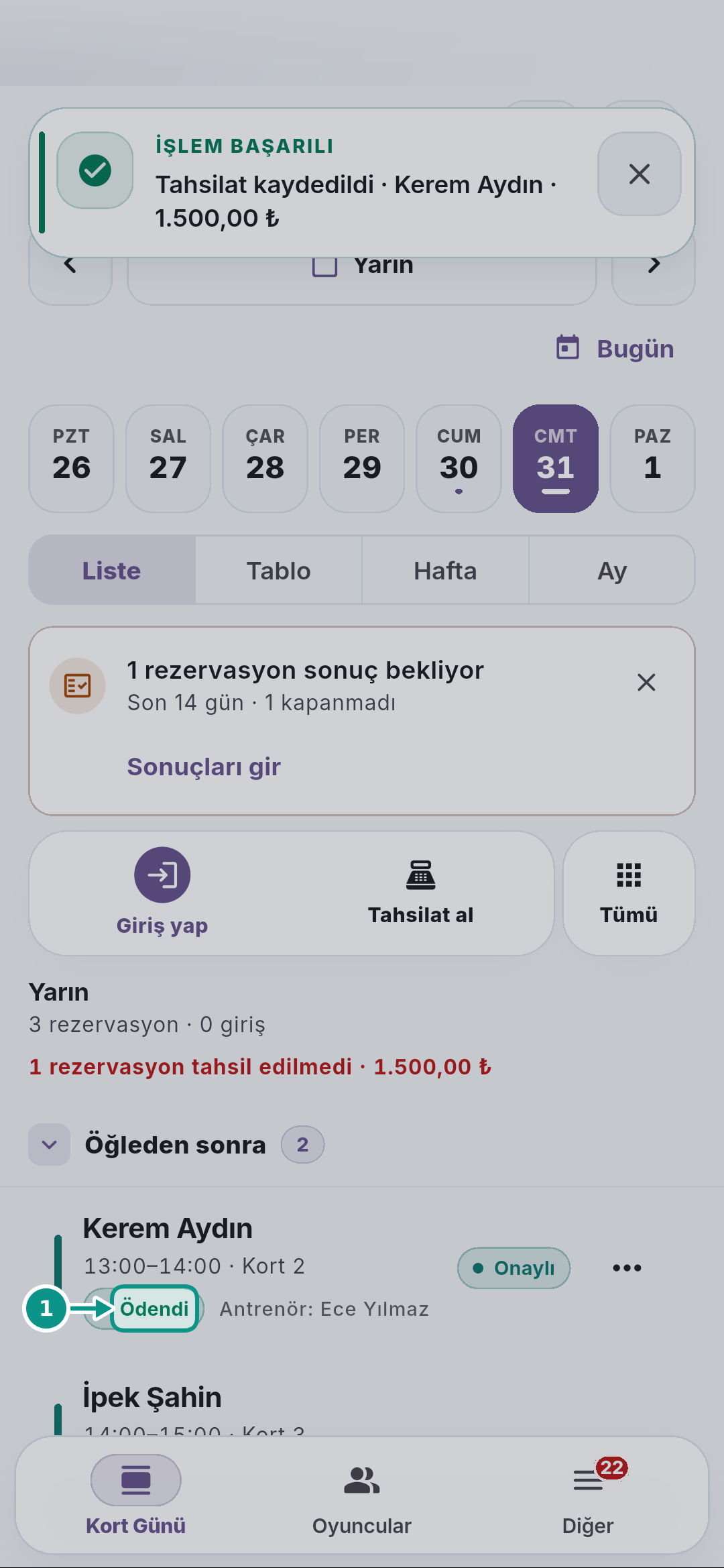 Tahsilat, kapora ve ödeme bağlantısını ayırmak: Güncel sonucu doğrulayın