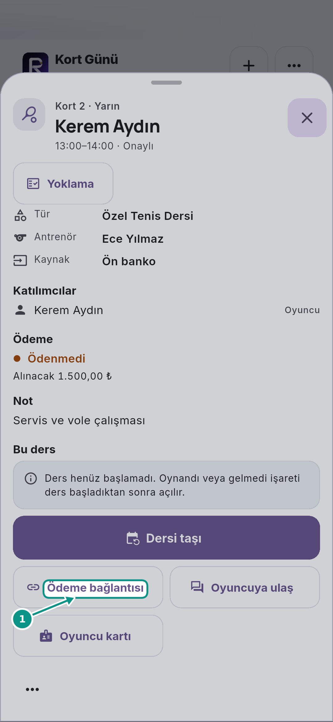Tahsilat, kapora ve ödeme bağlantısını ayırmak: Bağlantı formuna bakın