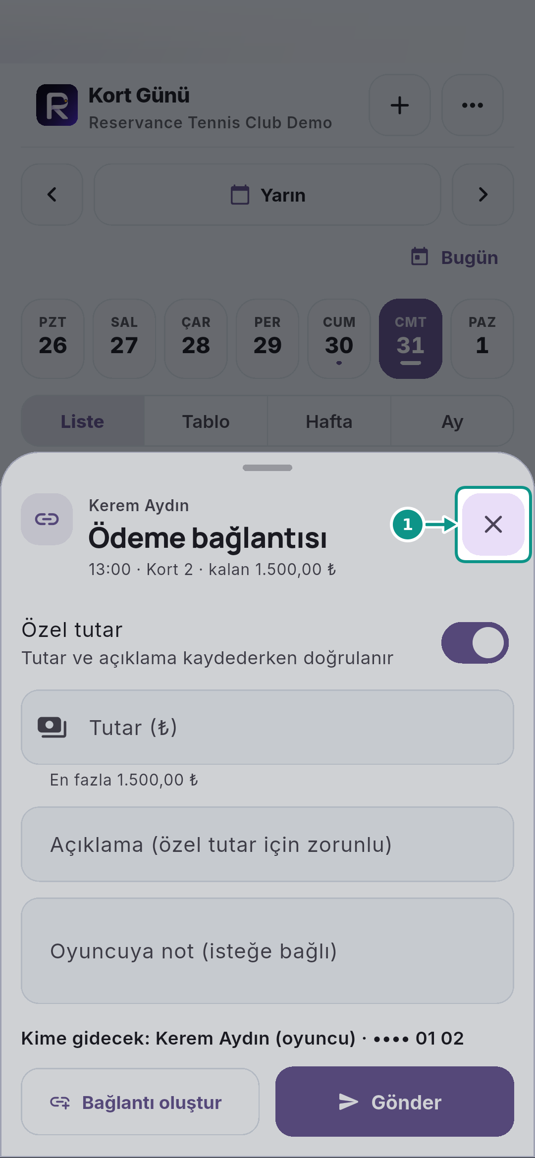Tahsilat, kapora ve ödeme bağlantısını ayırmak: Tahsilata geri dönün