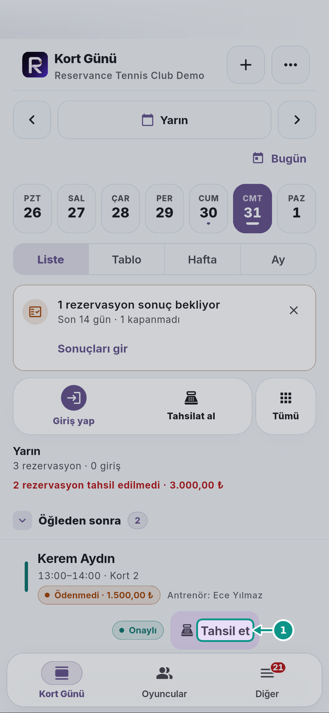 Tahsilat, kapora ve ödeme bağlantısını ayırmak: Tahsilat yöntemini açın
