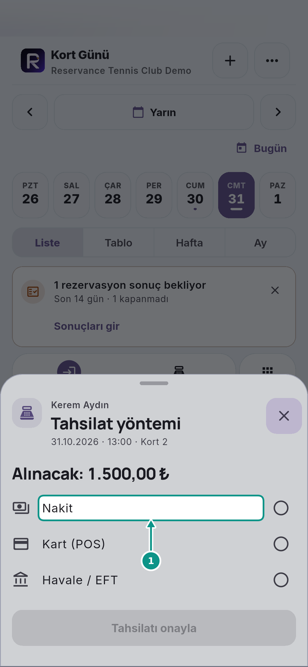 Tahsilat, kapora ve ödeme bağlantısını ayırmak: Yöntemi seçin
