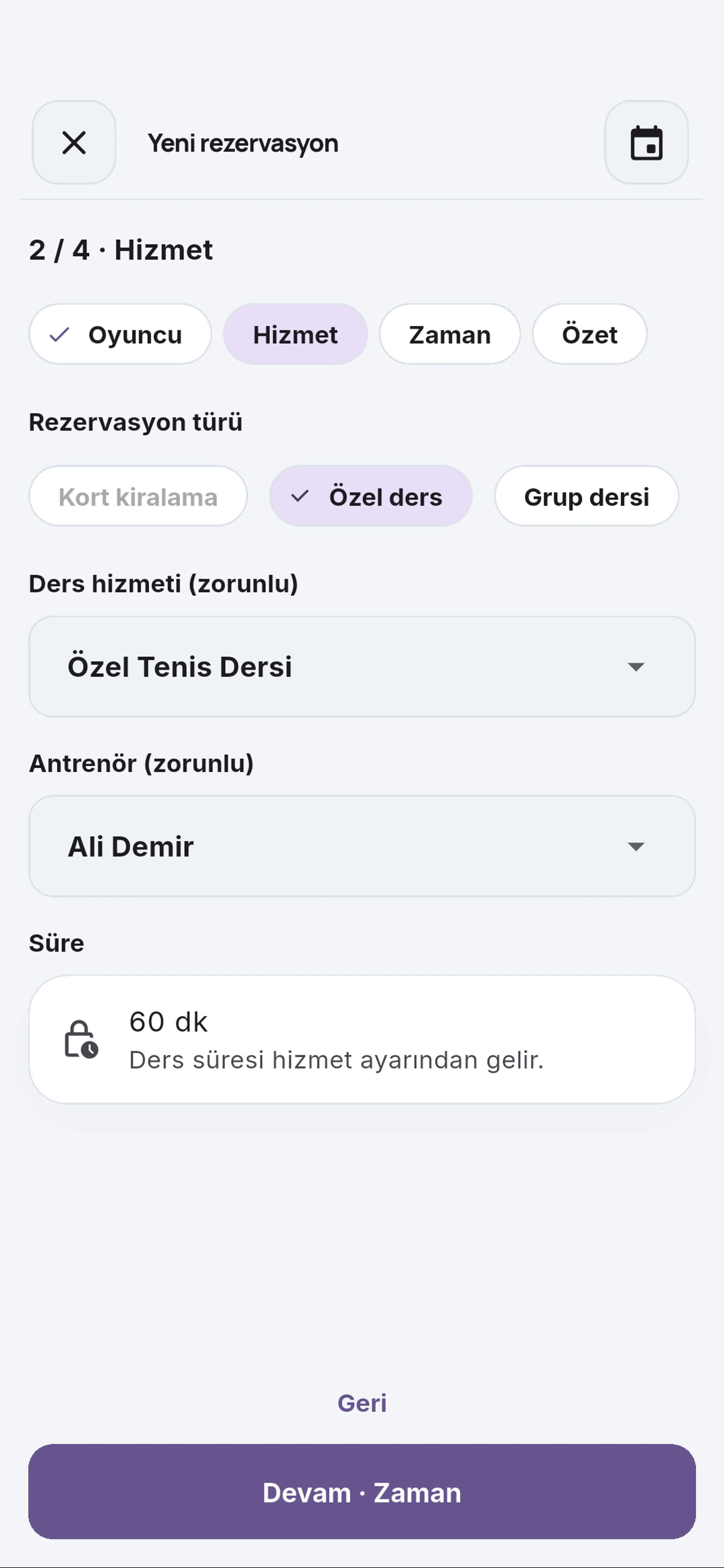 Devam · Zaman için yakın görünüm