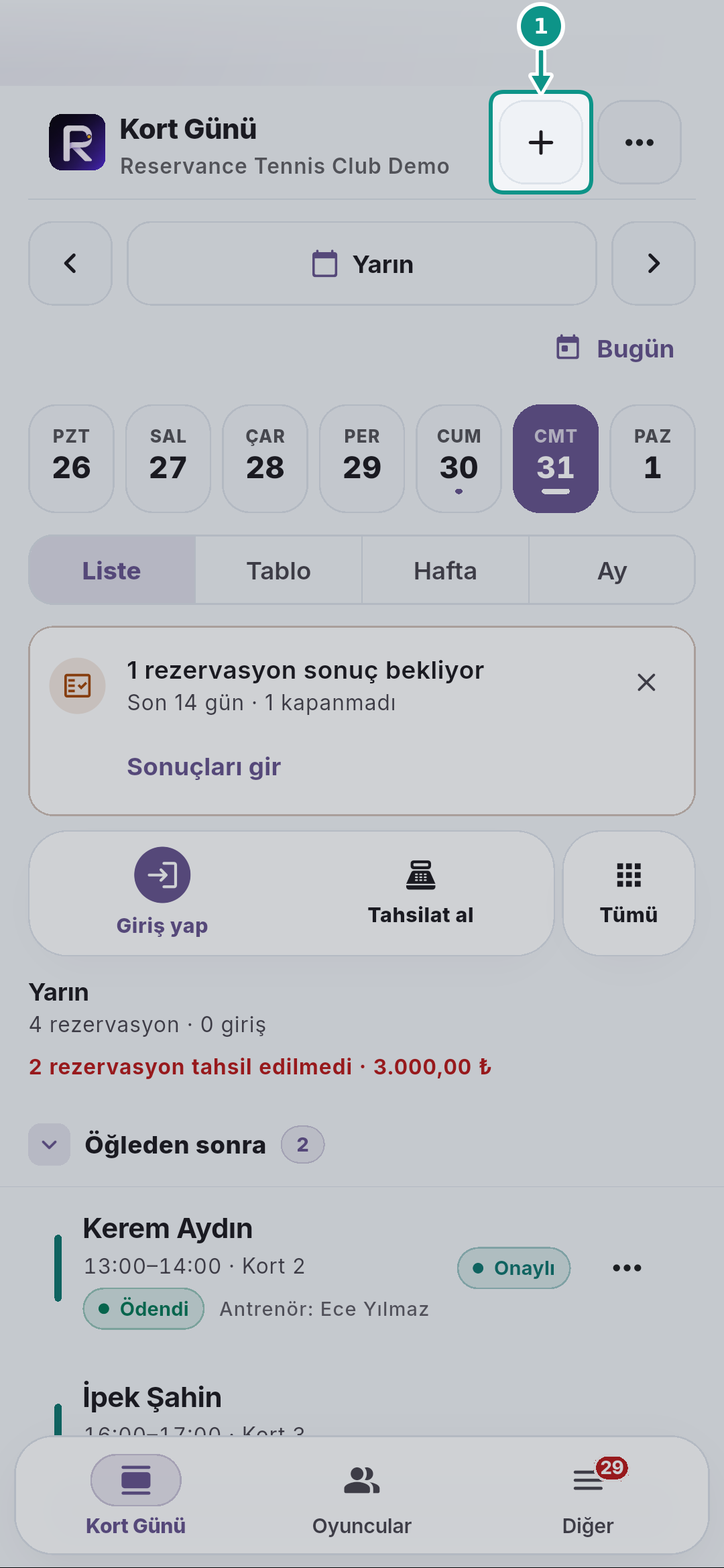 Özel ders rezervasyonu oluşturmak: Formu açın