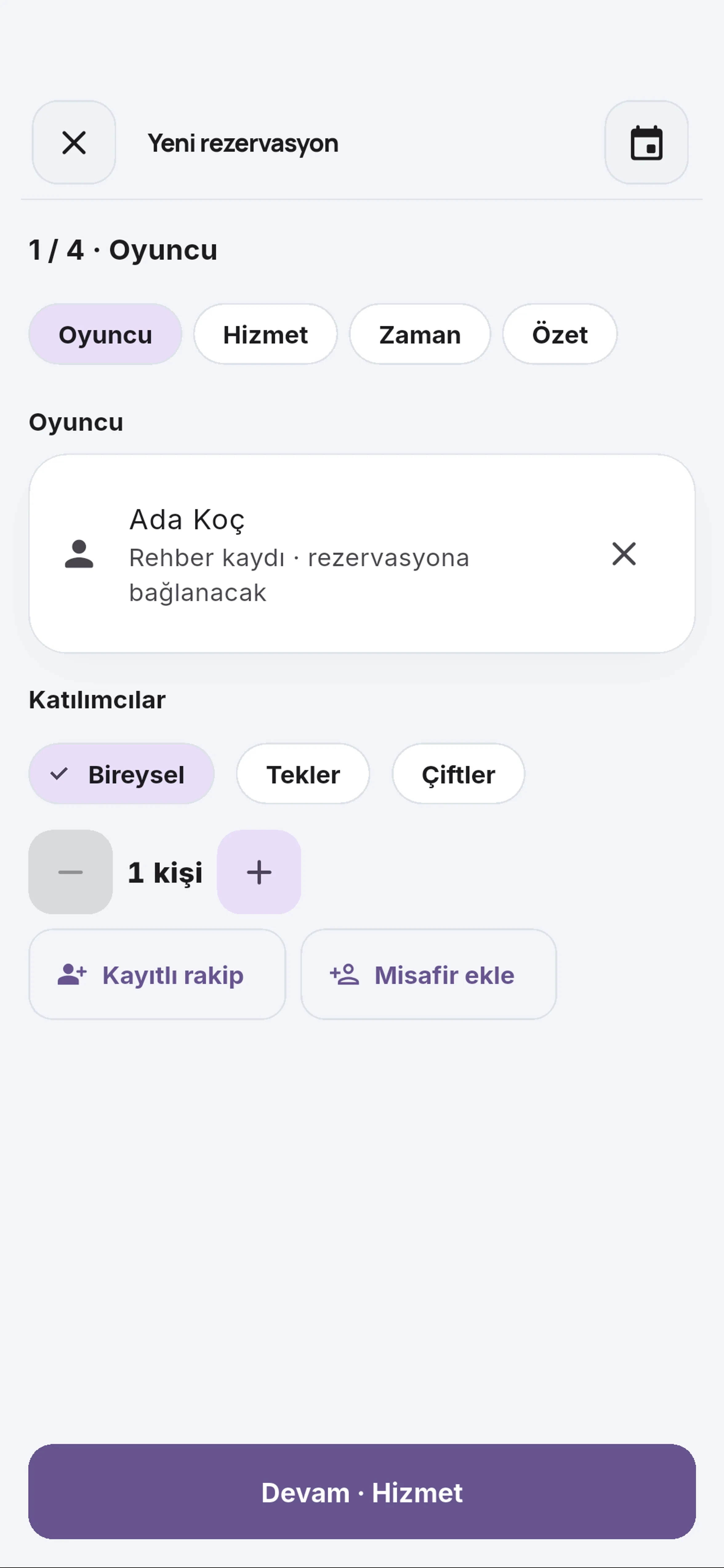 Devam · Hizmet için yakın görünüm
