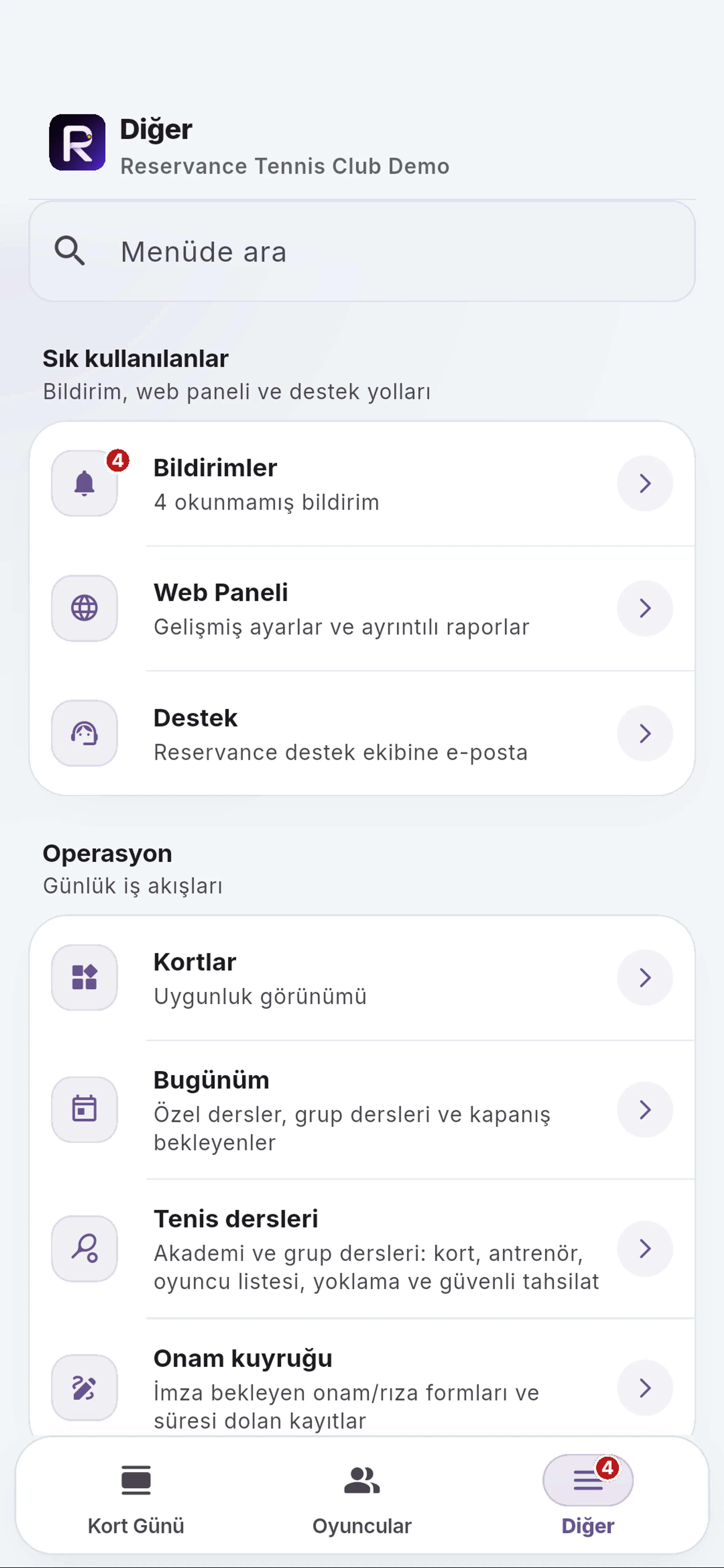 Menüde arayın için yakın görünüm