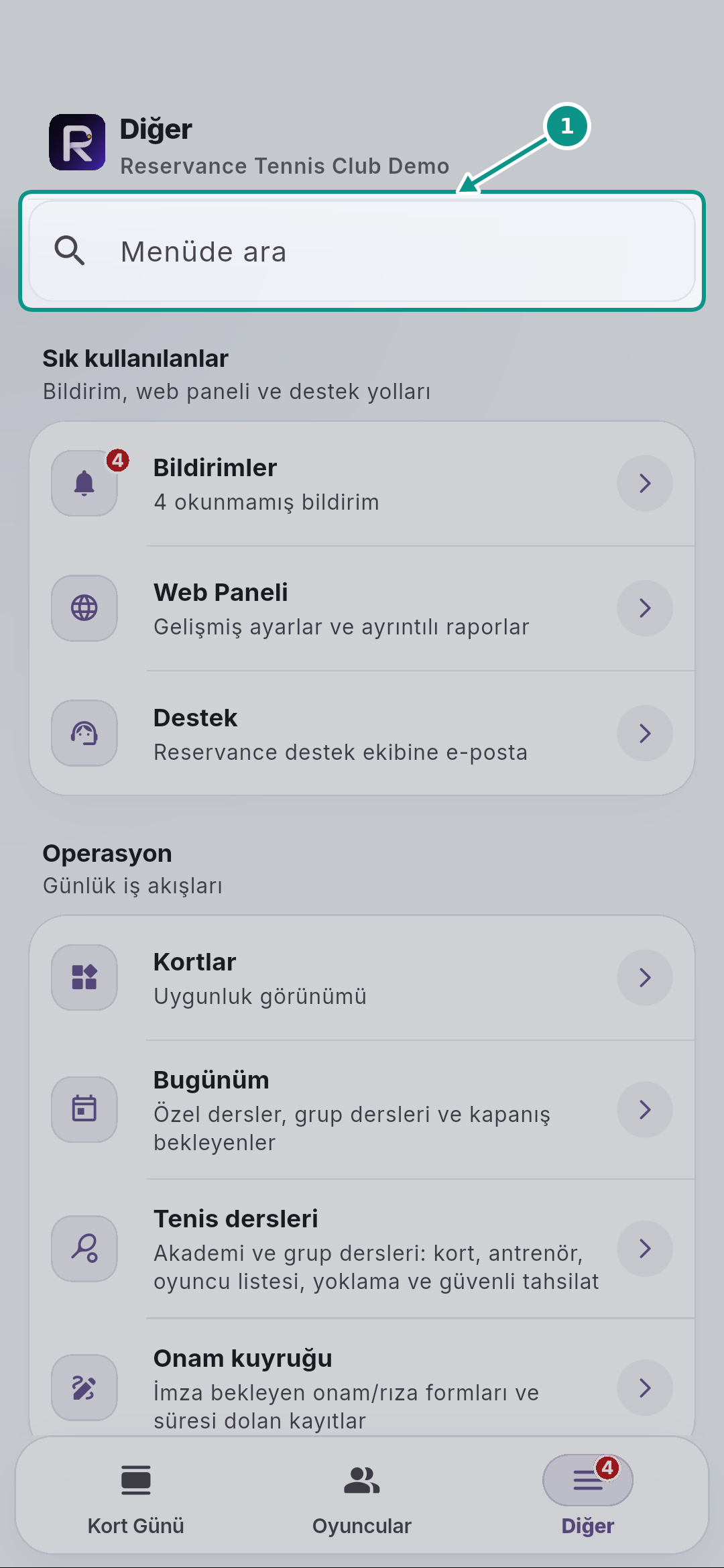Özel ders yoklamasını ve ders notunu kaydetmek: Menüde arayın