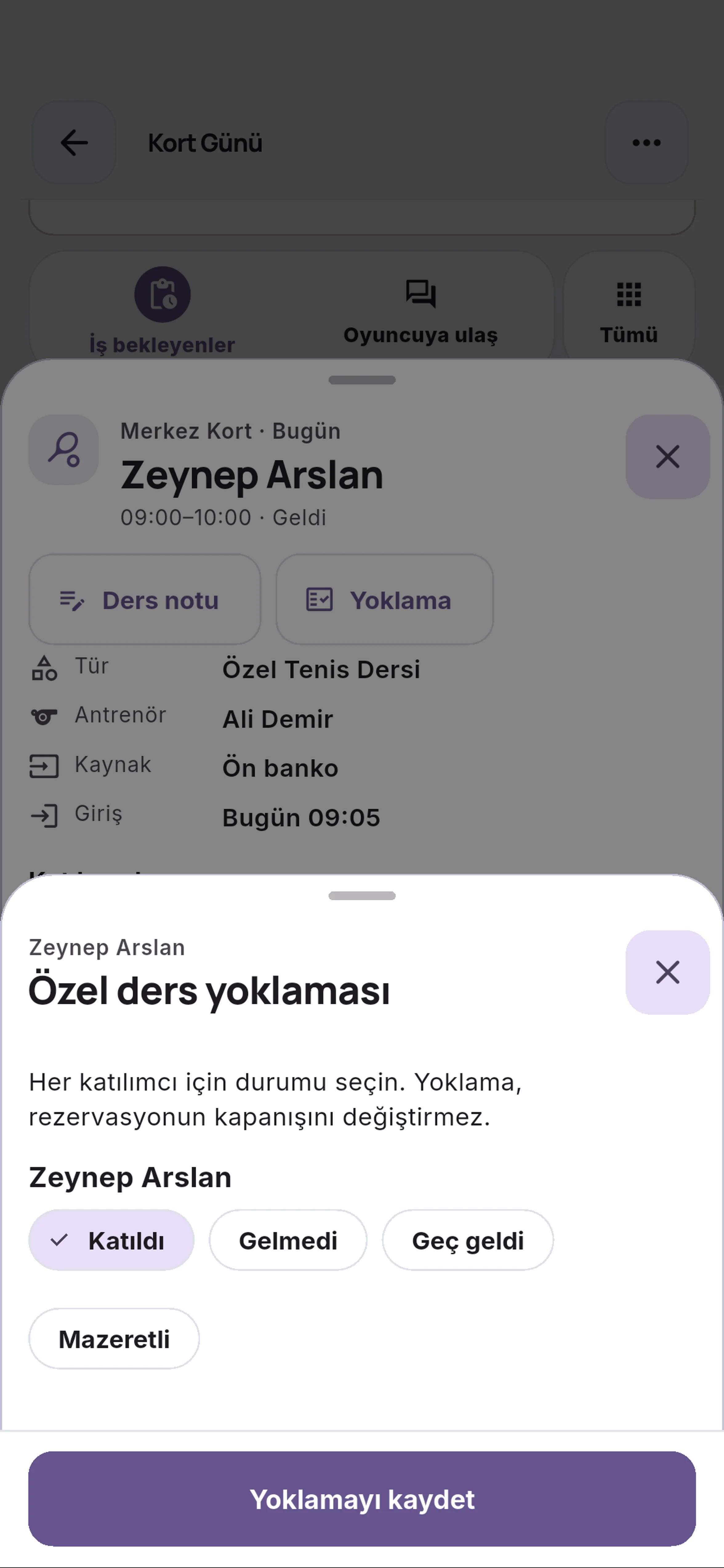 Yoklamayı kaydedin için yakın görünüm