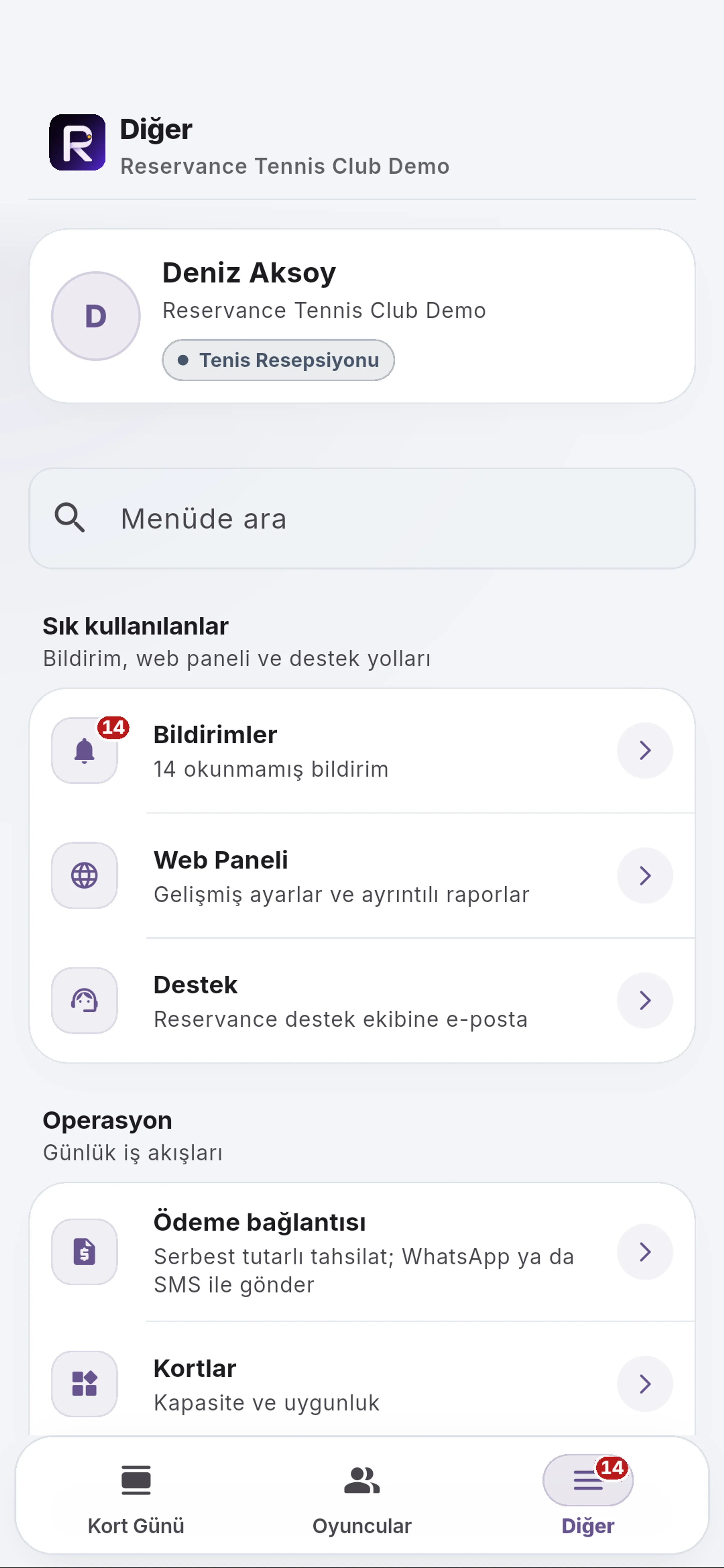 Menüde arayın için yakın görünüm